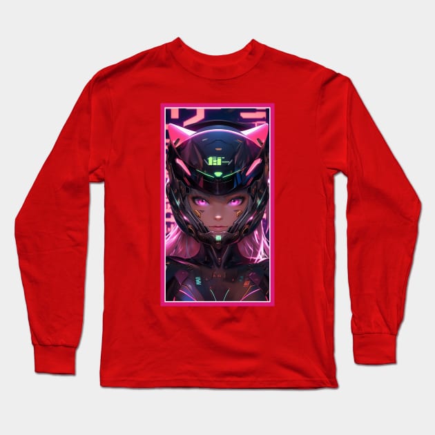 Anime Race Girl | Special Anime Artwork | Pink Red Black Blue Chibi Manga Anime Art Long Sleeve T-Shirt by AlNoah